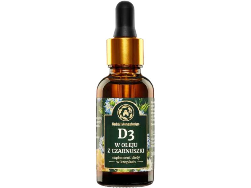 Herbal Monasterium D3 w oleju z czarnuszki, krople, 2000 IU, 30 ml