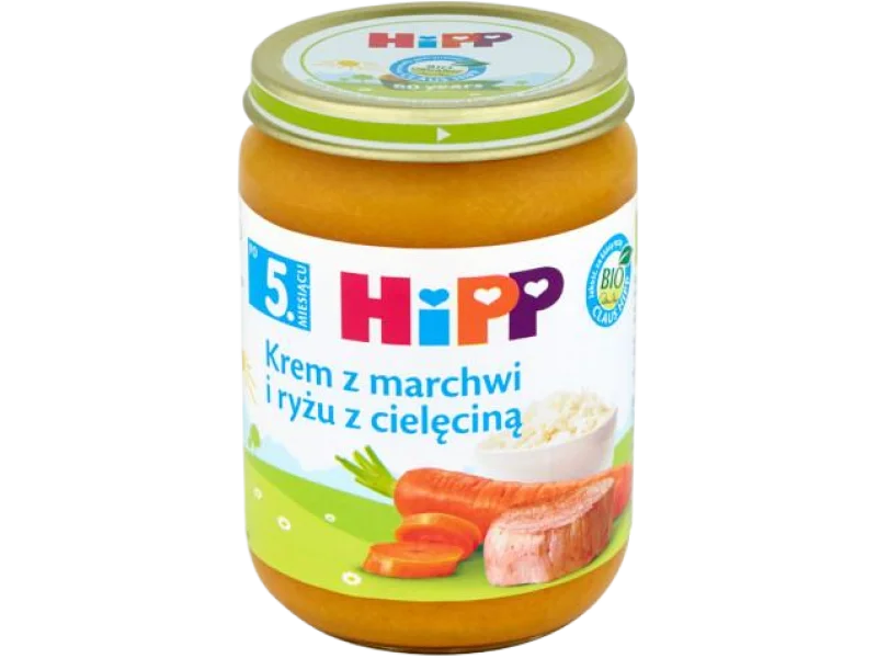 HiPP BIO od pokoleń krem z marchwi i ryżu z cielęciną, 190 g