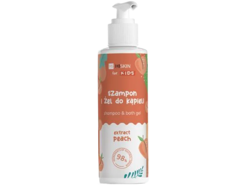 Hiskin Kids Szampon & żel do mycia ciała 2w1 z ekstraktem brzoskwini i papai, 280 ml