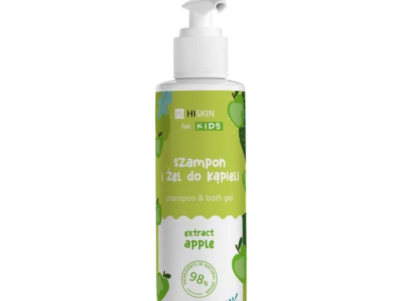 Hiskin Kids szampon & żel do mycia ciała, 2w1 z ekstraktem jabłka i moringi, 280 ml