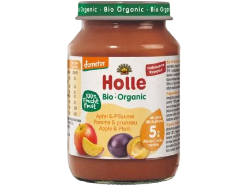 HOLLE Bio Demeter deserek jabłko-śliwka, mus, 190 g