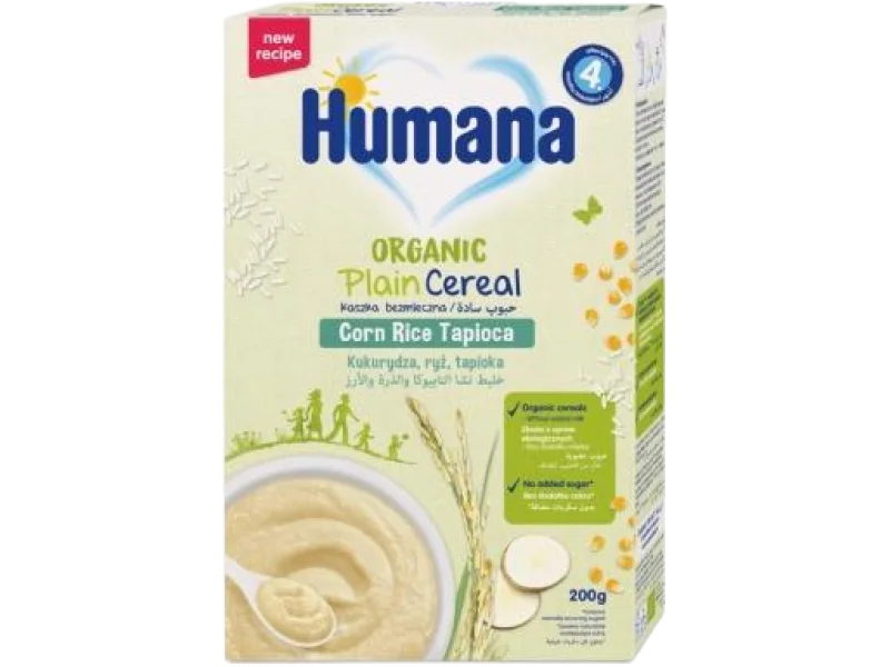 Humana Organic kaszka bezmleczna, kukurydza, ryż, tapioka, proszek, 200 g