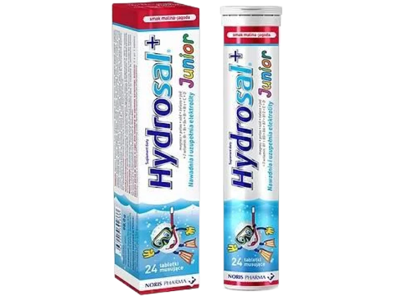 Hydrosal+ Junior o smaku malinowo-jagodowym, tabletki musujące, 24 tabl.