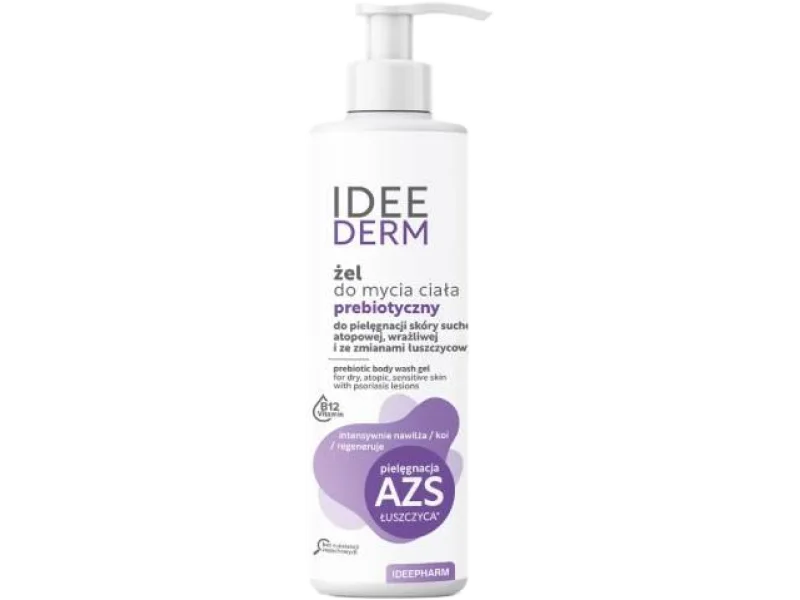 IDEE DERM Prebiotyczny żel do mycia ciała ze zmianami łuszczycowymi i AZS, 400 ml