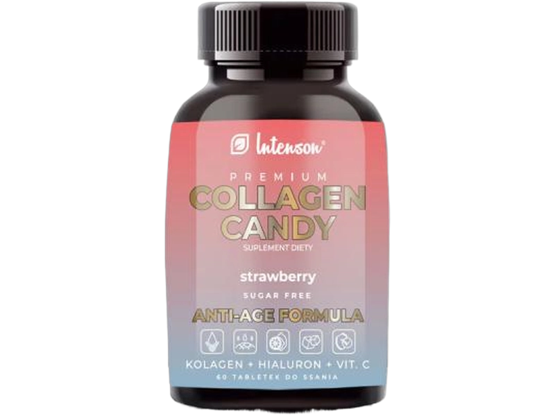 Intenson Collagen candy, smak truskawkowy, tabletki do ssania, 60 tabl.