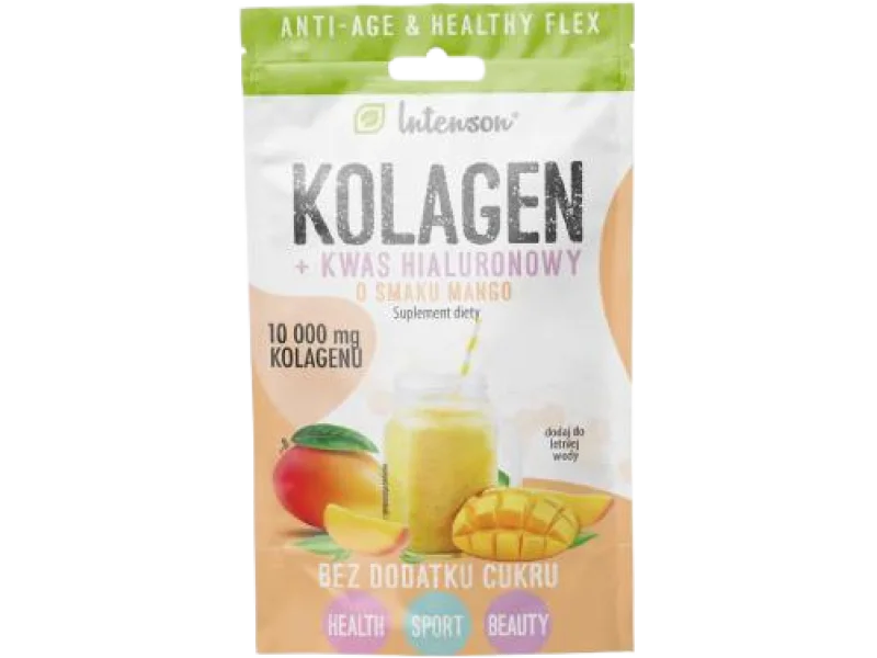 INTENSON Kolagen + kwas hialuronowy o smaku mango, proszek, 10,9 g