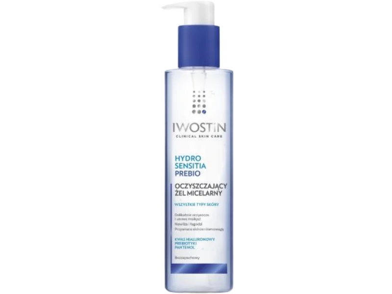 IWOSTIN HYDRO SENSITIA PREBIO Oczyszczający żel micelarny, 200 ml