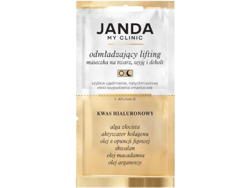 JANDA My Clinic Odmładzający lifting Maseczka na twarz, szyję i dekolt, Kwas Hialuronowy, maska, 8 ml