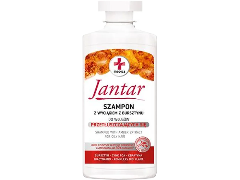 Jantar Medica szampon do włosów przetłuszczających się z wyciągiem z bursztynu, 330 ml