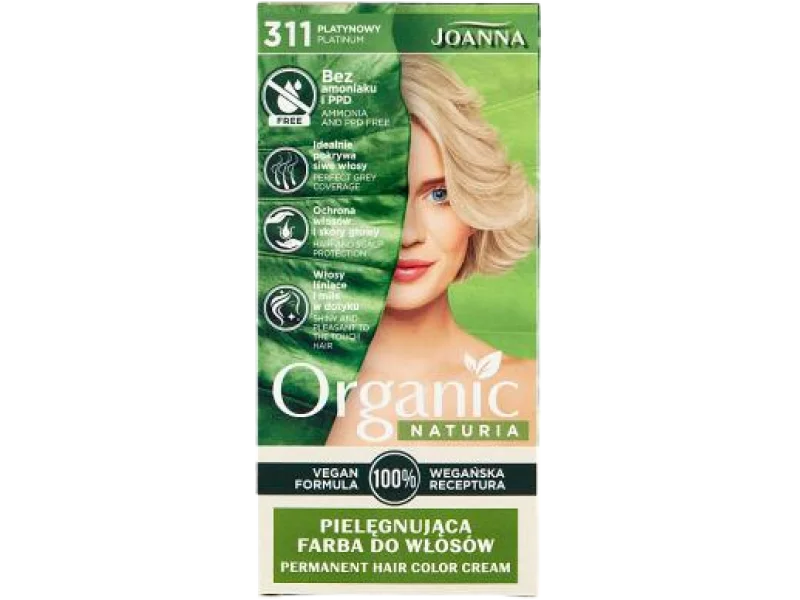 JOANNA NATURIA ORGANIC Pielęgnująca farba do włosów 311 platynowy, krem, 100 ml