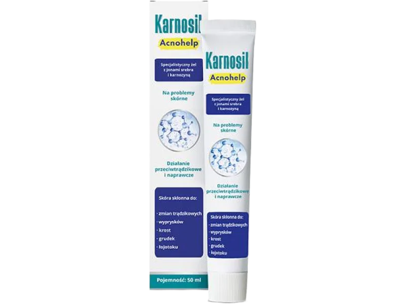 Karnosil Acnohelp specjalistyczny żel przeciwtrądzikowy z jonami srebra i karnozyną, 50 ml