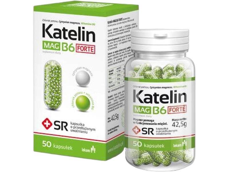 Katelin Mag B6 Forte, kapsułki o przedłużonym uwalnianiu, 50 kaps.