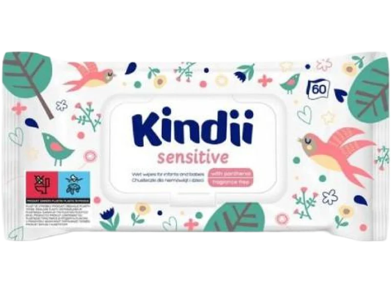 KINDII Sensitive Chusteczki nawilżane, 60 szt.