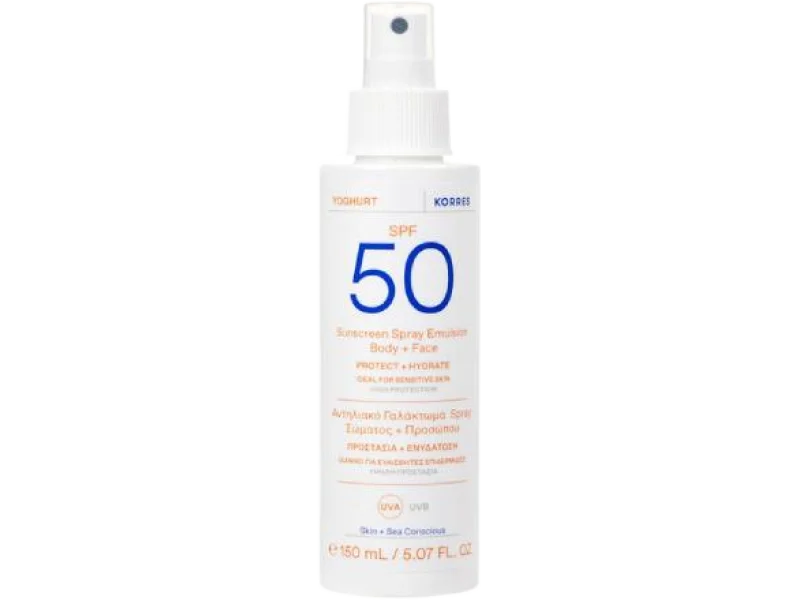 Korres Yoghurt Emulsja ochronna do ciała i twarzy SPF50+, spray, 150 ml