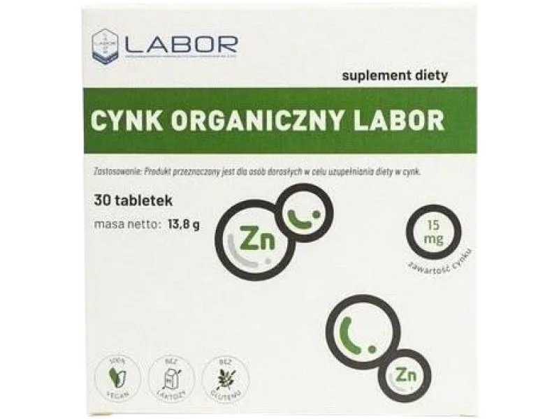 LABOR Cynk organiczny, tabletki, 15 mg, 30 tabl.