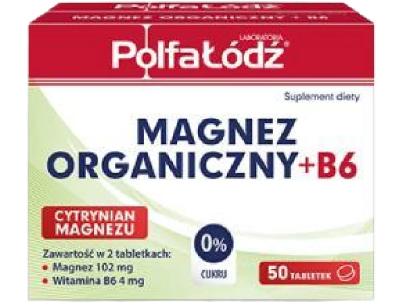 Laboratoria PolfaŁódź Magnez organiczny B6, tabletki, 50 tabl.