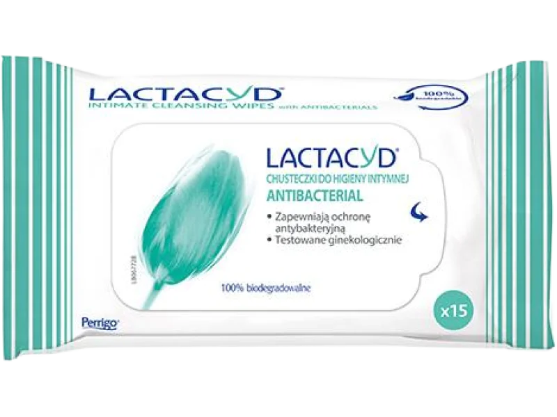 LACTACYD Antibacterial chusteczki do higieny intymnej, 15 szt.