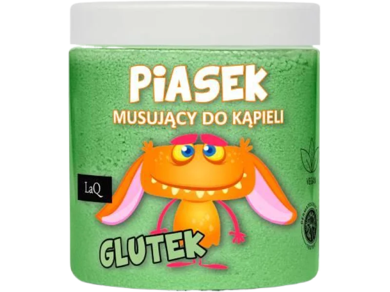 LaQ Glutek Piasek musujący do kąpieli zielony, proszek, 190 g