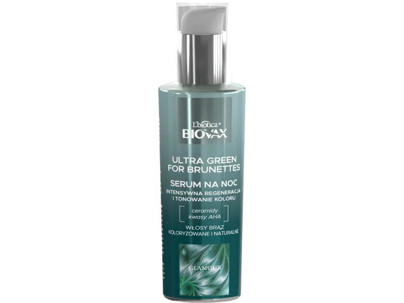 L’biotica Biovax Glamour Ultra Green for Brunettes na noc do włosów, serum, 100 ml
