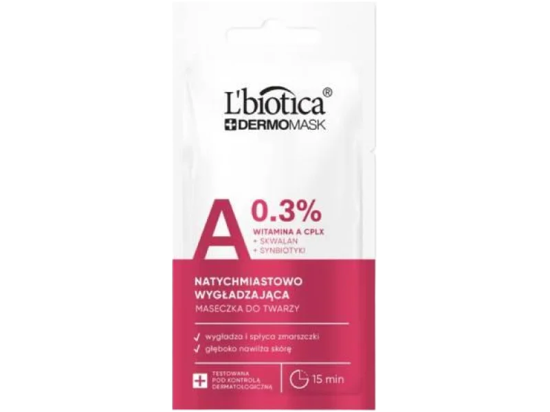 L’BIOTICA Dermomask Ekspresowo wygładzająca maska z witaminą A, 8 ml