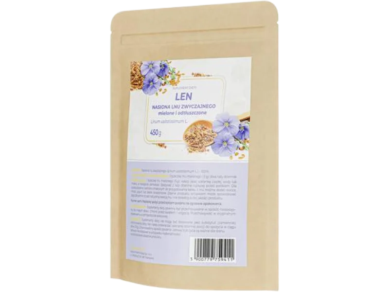 Len nasiona lnu zwyczajnego mielone i odtłuszczone, proszek, 450 g