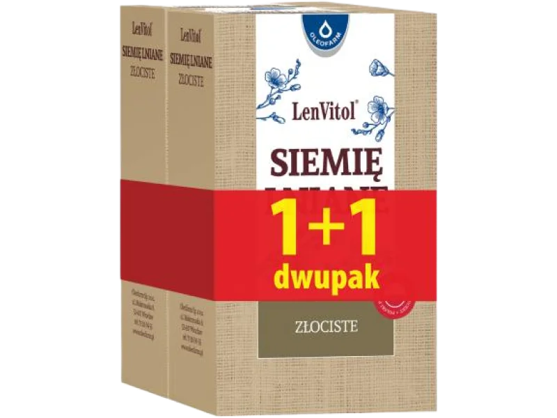 LenVitol Siemię lniane złociste, produkt sypki, 250 + 250 g