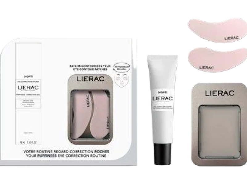 Lierac Diopti korygujący obrzęki + płatki silikonowe pod oczy, żel, 15 ml