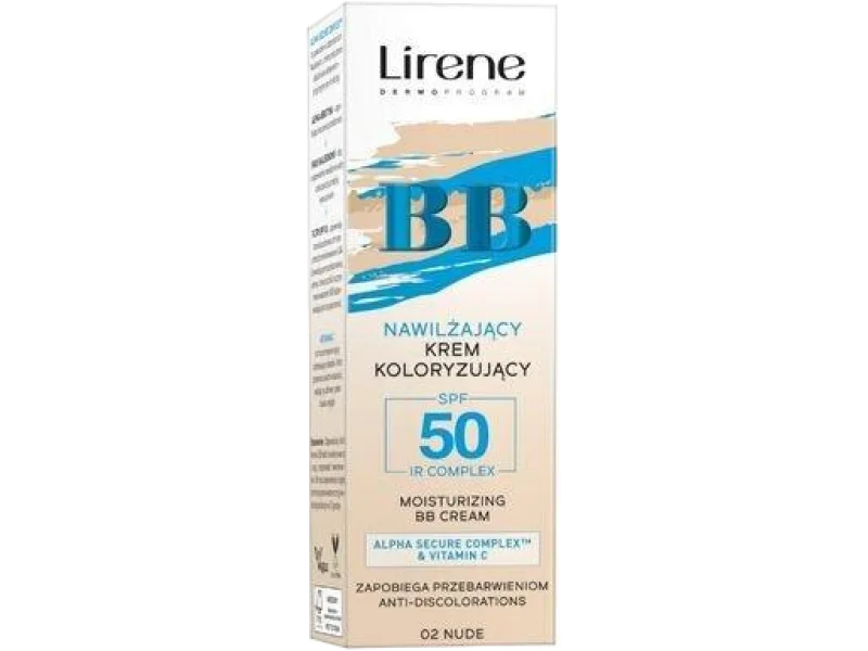 Lirene BB nawilżający krem koloryzujący SPF50 02 nude, 30 ml