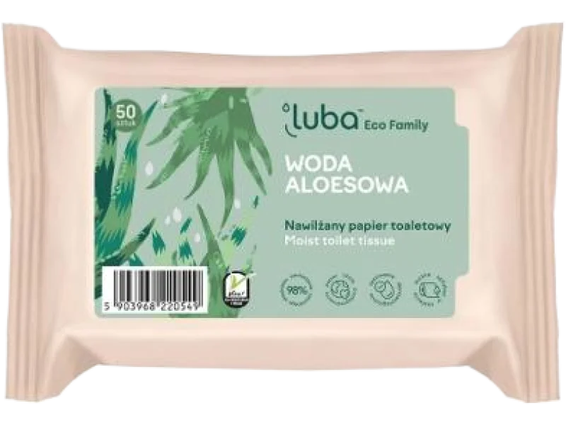 Luba Eco Family woda aloesowa nawilżany papier toaletowy, chusteczki, 50 szt.