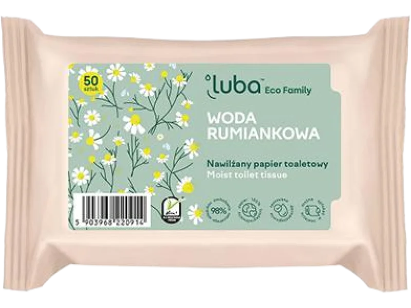 Luba Eco Family woda rumiankowa nawilżany papier toaletowy, chusteczki, 50 szt.