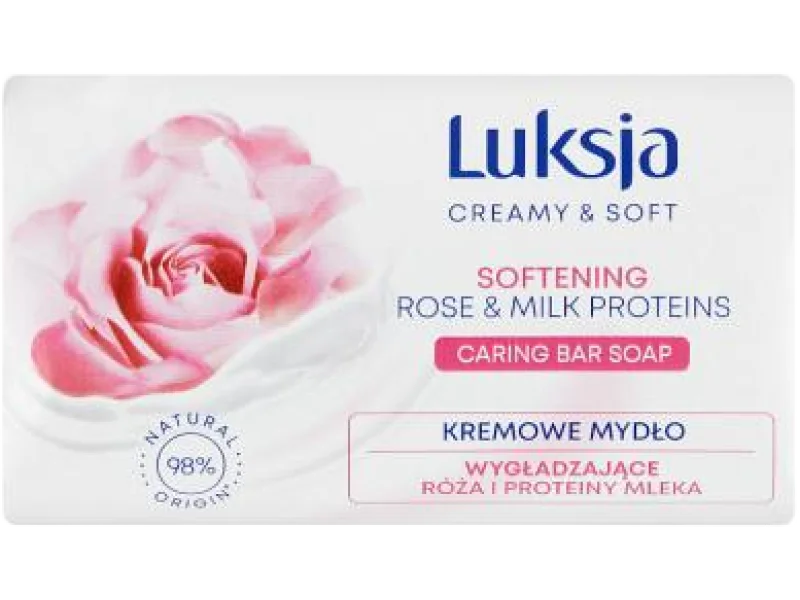 Luksja Creamy & Soft kremowe, róża i proteiny mleka, mydło, 90 g