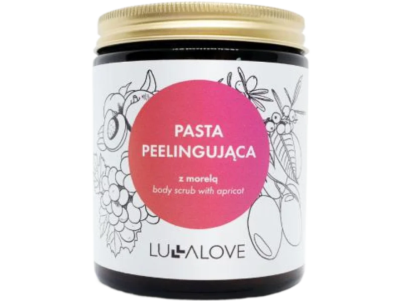 LULLALOVE Rozświetlająca pasta peelingująca do ciała z morelą, 230 g