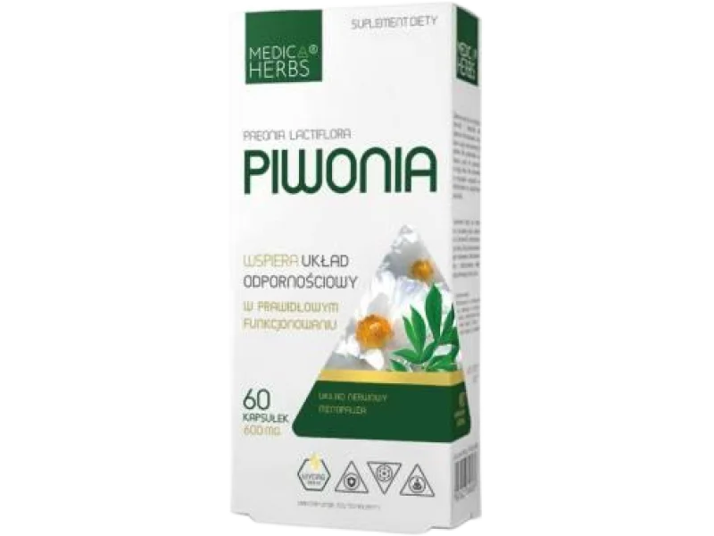 Medica Herbs Piwonia, kapsułki, 600 mg, 60 kaps.
