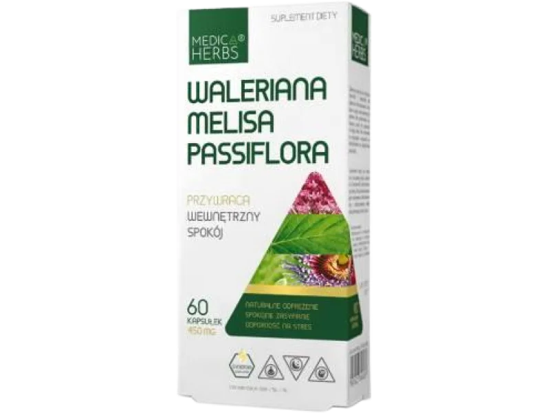 Medica Herbs Waleriana Melisa Passiflora, kapsułki, 60 kaps.