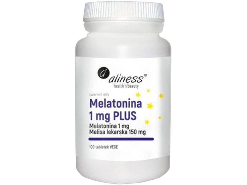 Aliness Melatonina Plus, tabletki, 1 mg + 150 mg, 100 tabl.
