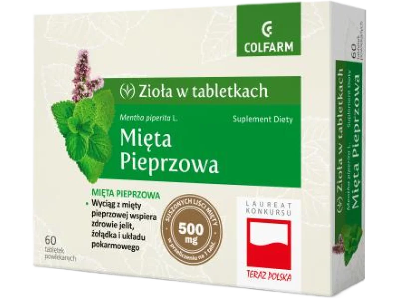 Mięta pieprzowa, tabletki, 125 mg, 60 tabl.