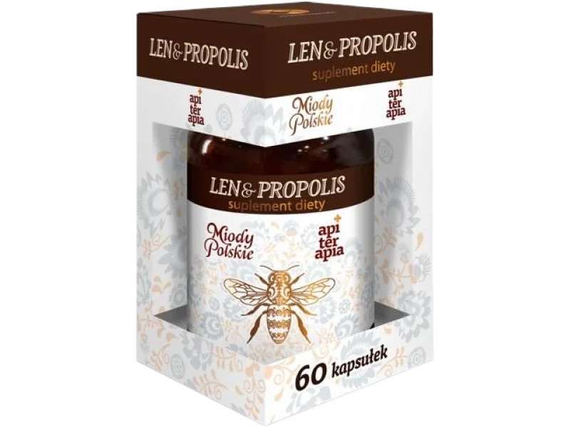 Miody Polskie Len mielony z propolisem, kapsułki, 60 kaps.