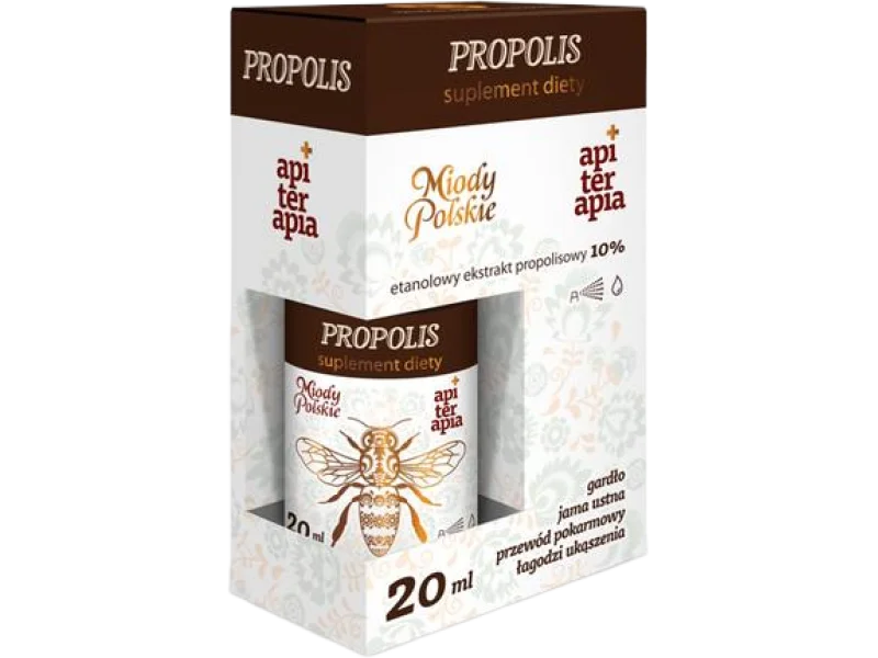 Miody Polskie Propolis forte 10% ekstrakt propolisowy, krople, 10%, 20 ml