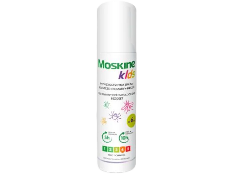 Moskine Kids Płyn na komary, kleszcze, meszki Ikarydyna 10%, 10,13 g/100 g, 80 ml