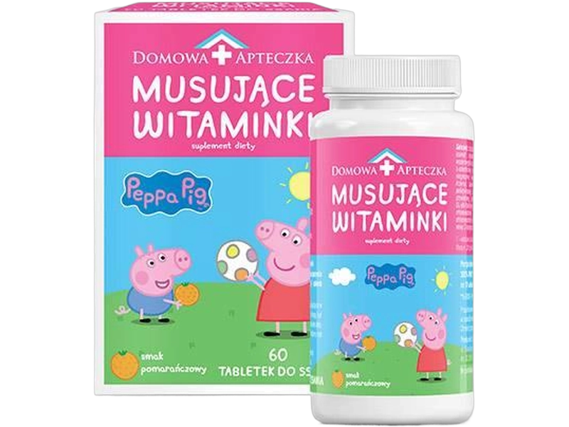 Musujące witaminki Peppa Pig, tabletki do ssania, 60 tabl.