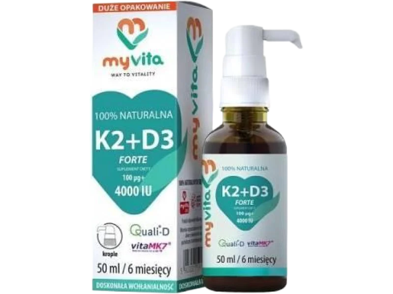 MyVita Krople Witamina K2+D3 Forte, 100 mcg + 100 mcg, 50 ml