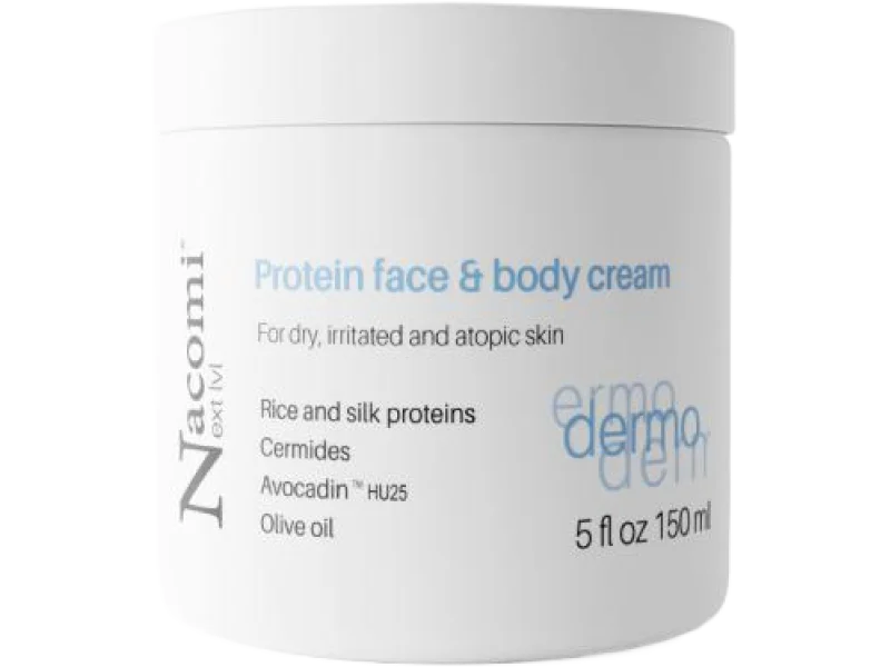 NACOMI Next Level Dermo Proteinowy krem do twarzy i ciała dla skóry atopowej, suchej i podrażnionej, 150 ml