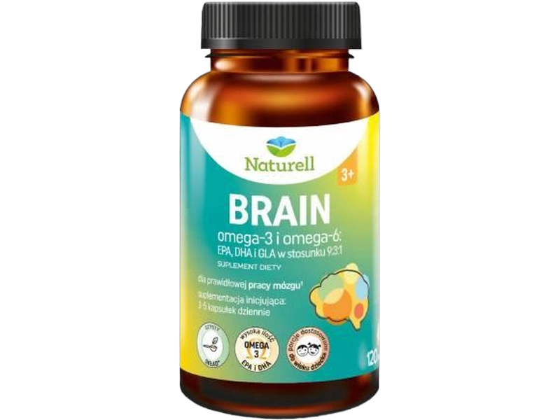 Naturell Brain Omega-3 i Omega-6, kapsułki, 120 kaps.
