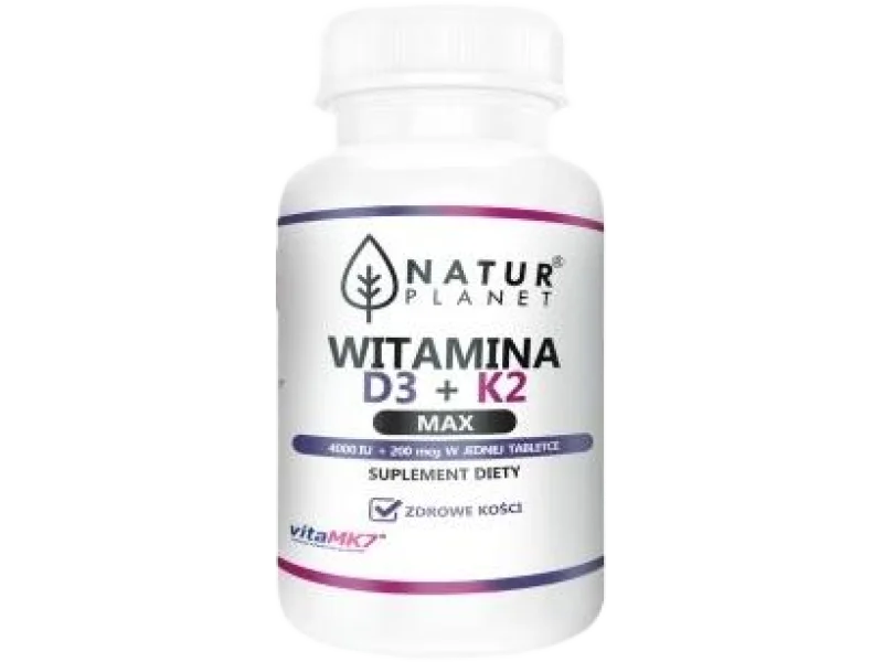 NaturPlanet Witamina K+D3 Max, tabletki, 120 tabl.