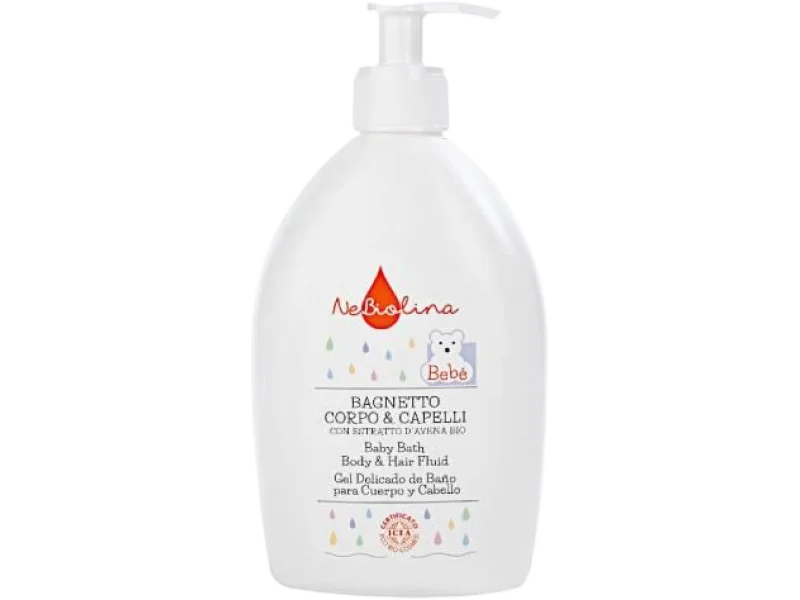 NeBioLina Płyn Do Mycia Ciała i Włosów Dla Dzieci z ekologicznym ekstraktem z owsa, certyfikowany, 500 ml