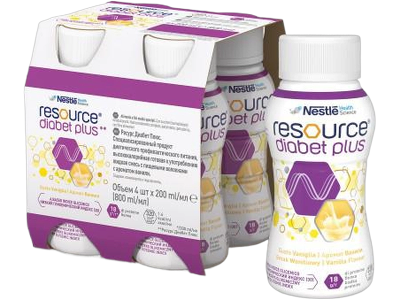 Nestle Resource Diabet Plus, smak waniliowy, płyn, 4 x 200 ml