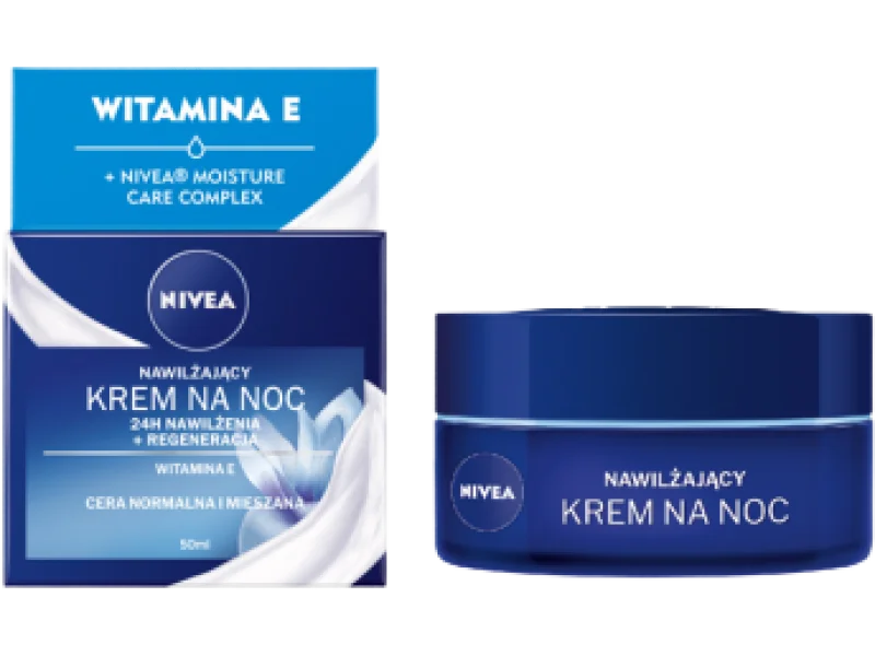NIVEA 24H Nawilżenia + Regeneracja nawilżający krem na noc cera normalna i mieszana, 50 ml