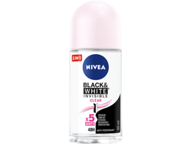 NIVEA Black & White Invisible Clear, roll-on, 50 ml