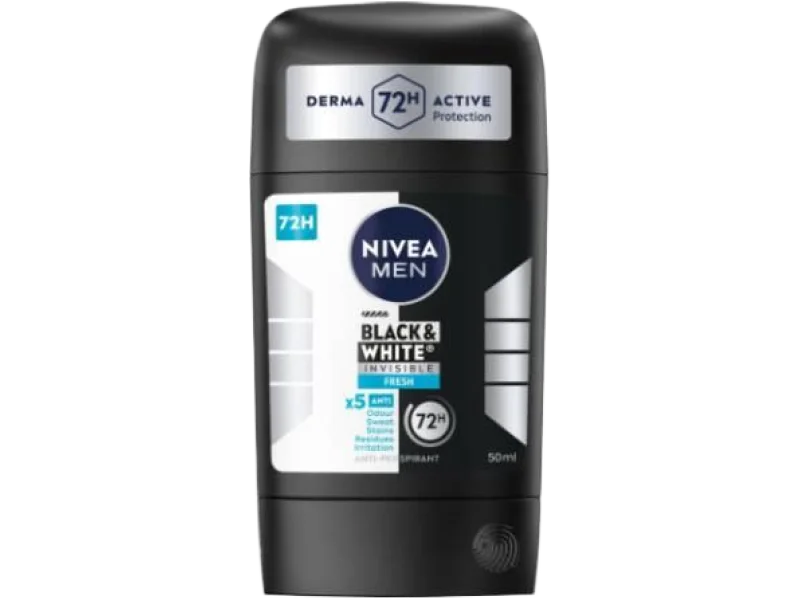 Nivea Men Black&White Invisible Fresh Antyperspirant, sztyft, 50 ml
