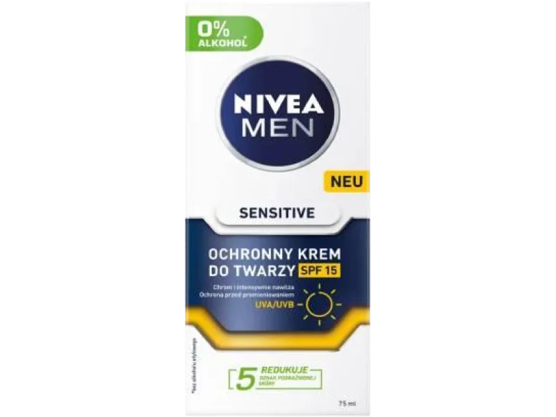 NIVEA MEN Sensitive Ochronny krem nawilżający SPF15, 75 ml